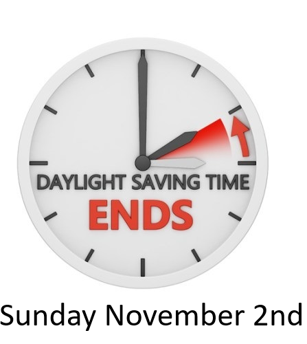 Daylight Savings Ends Nov 2nd