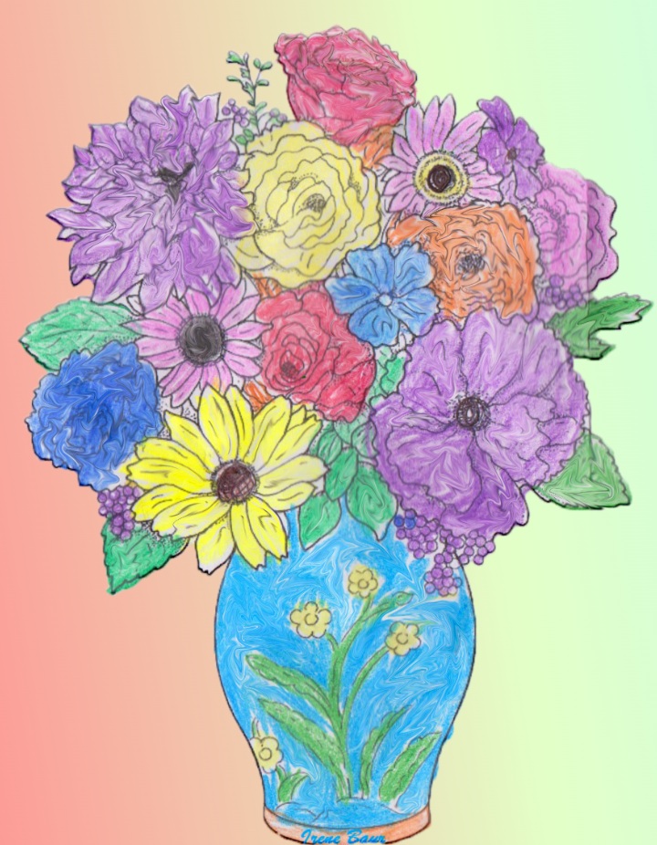 Vase of flowers.