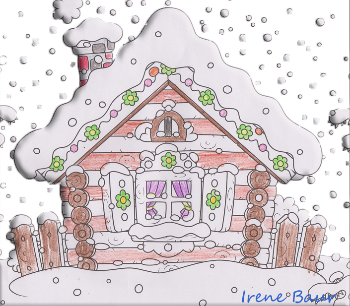 Snowy house art`